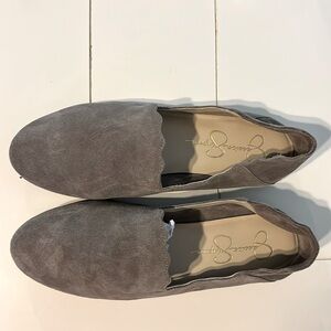 Never Worn Jessica Simpson Gray Suede Scalloped Slip On Loafers Size 7M